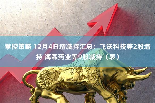 拳控策略 12月4日增减持汇总：飞沃科技等2股增持 海森药业等9股减持（表）